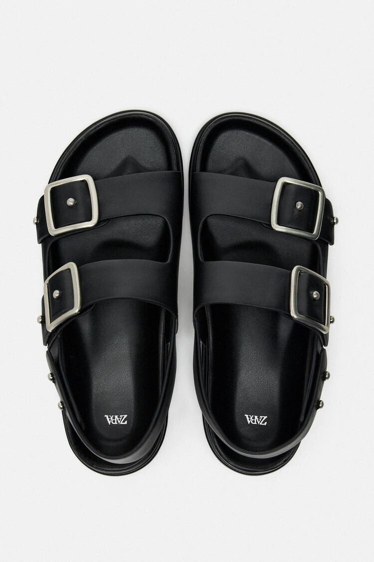 Zara Flat Leather Sandals For Women - Image 2