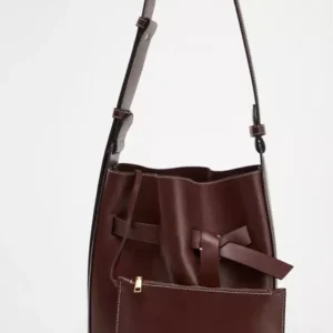 Zara Knotted Stitched Bucket Bag For Women