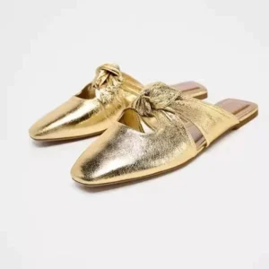 Zara Metallic Mule with Knot For Women
