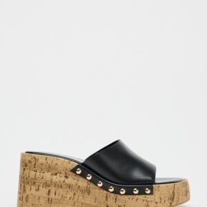 Zara Studded Leather Wedge Sandals For Women
