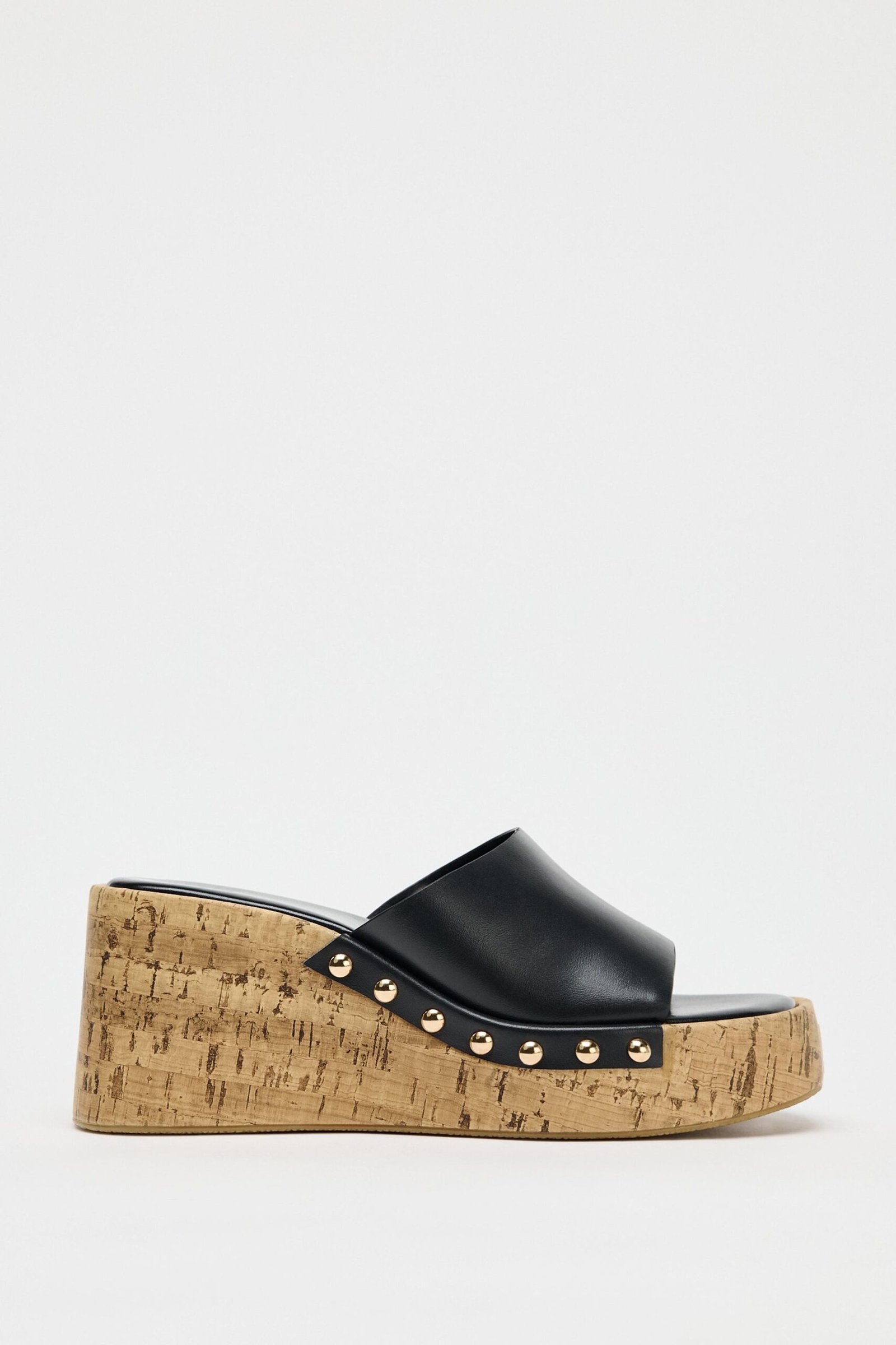 Zara Studded Leather Wedge Sandals For Women