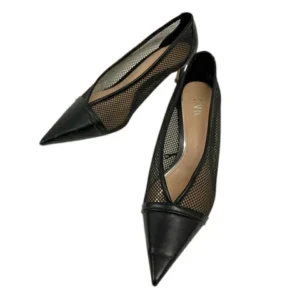 ZARA Black Mesh And Pointed Toe Heels For Women