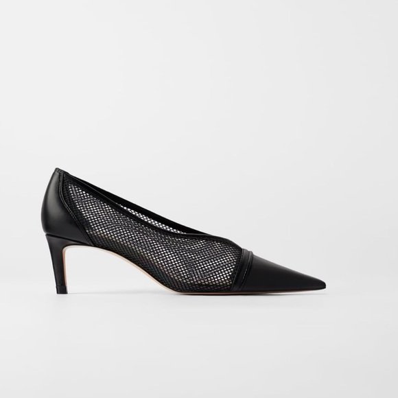 ZARA Black Mesh And Pointed Toe Heels For Women - Image 2