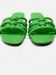 Zara Green Strappy Flat Slip-On Sandal For Women - Image 2