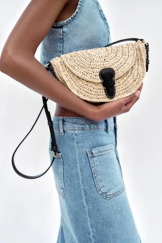 Zara Woven Straw Crossbody Bag For Women - Image 2