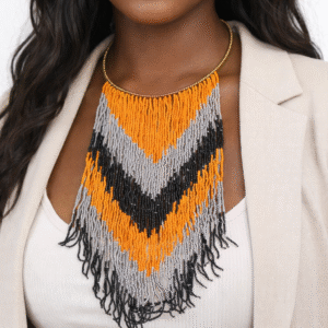 African Beaded  V-Shape Design Necklace